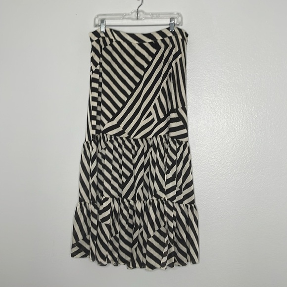 Sachin & Babi Womens Miranda Striped Slit Brown Beige Midi Skirt Size 12 New - Picture 3 of 8